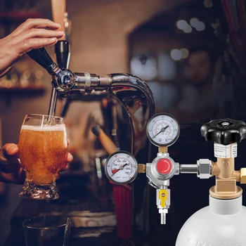 SucceBuy CO2 Regulator Dual Triple Gauges with Check Valve Draft Beer Keg Homebrew CGA320 for Beer dispenser Home Bar Use