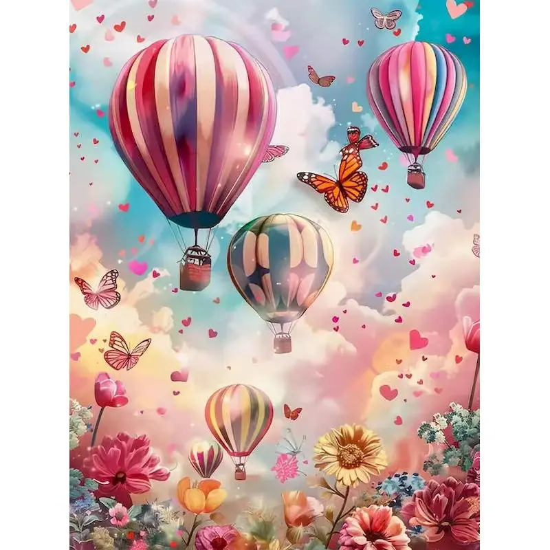 

GATYZTORY Paint By Numbers Flower Drawing On Canvas HandPainted Art Pictures By Number Hot Air Balloons Kits Home Decoration