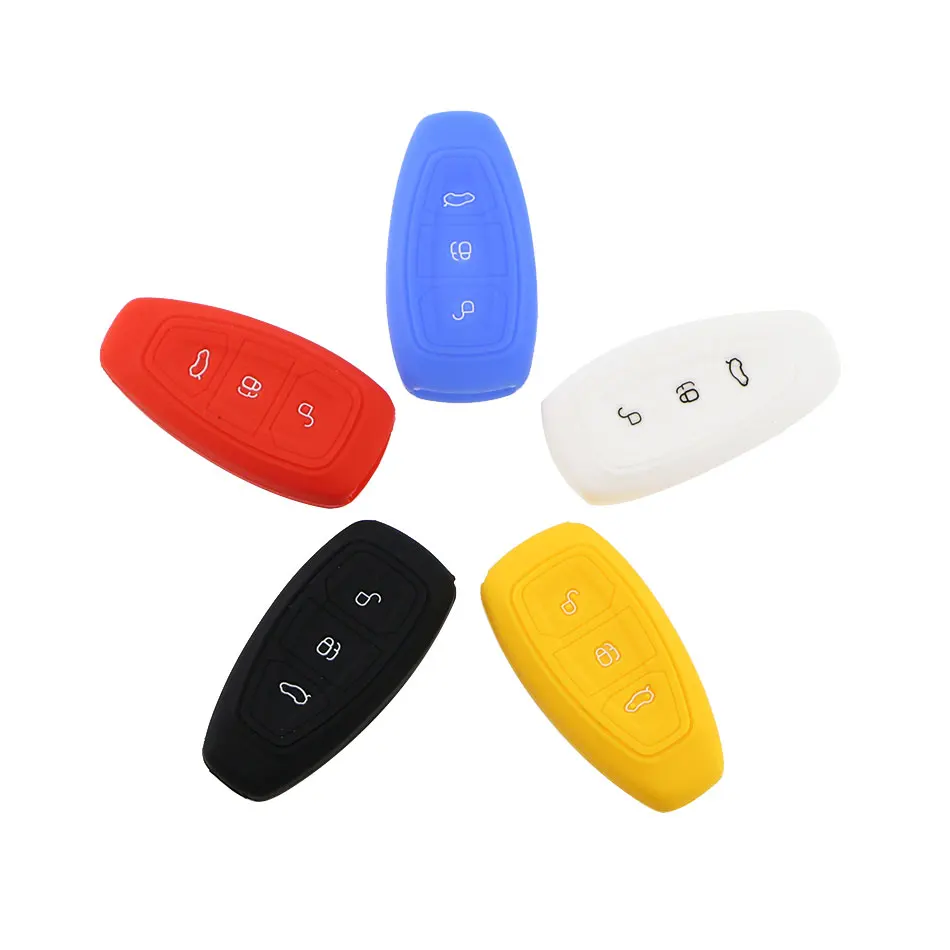 Silicone Key Case Cover for Ford Kuga 2021 Focus Mk4 2020 Fiesta Mondeo C-Max Galaxy Transit Keyless Fob Shell Holder Protector