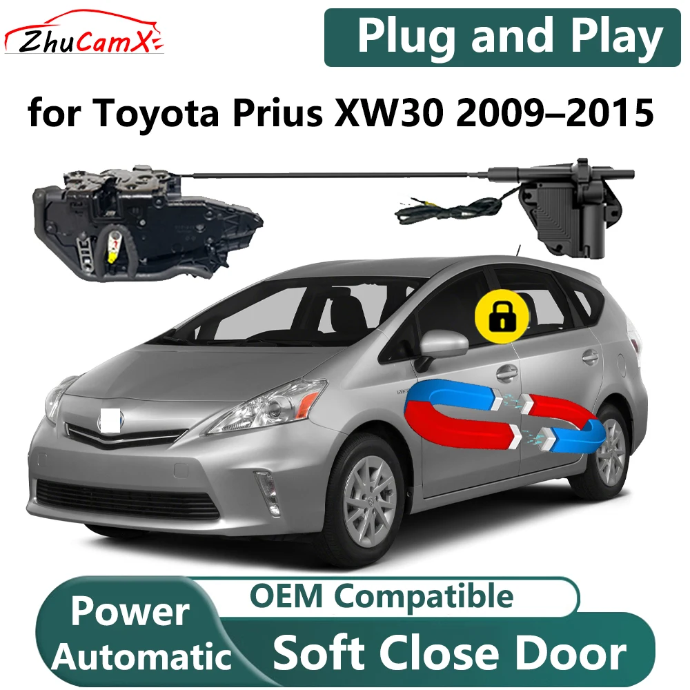 ZhuCamX for Toyota Prius XW30 2009–2015 Car Electric Soft Close Door System Power Closing Door Latch Lock OEM Plug and play