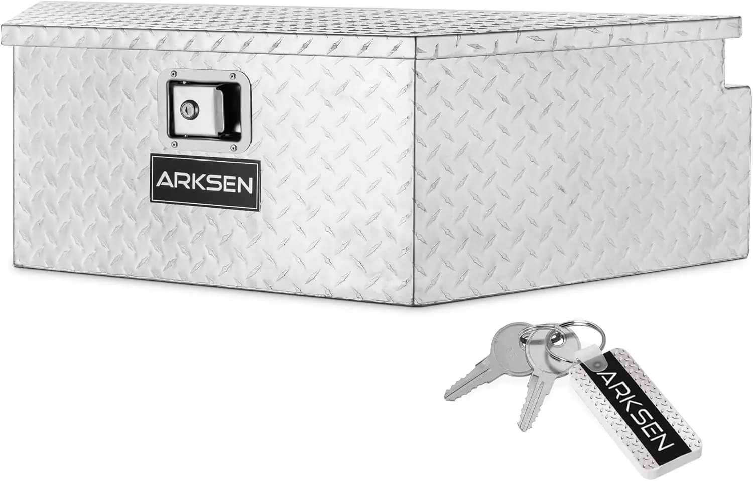 

ARKSEN 39 Inch Aluminum Diamond Plate Tongue Box Tool Chest Waterproof Under Truck Storage for Pick Up Truck Bed RV Trailer ATV