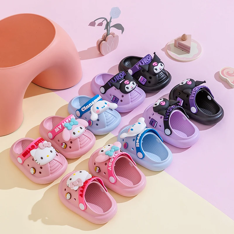 Sanrio Cute Summer Sandals EVA Material Comfortable Clogs Non-slip Kids Beach Shoes Boys Girls Muller Shoes