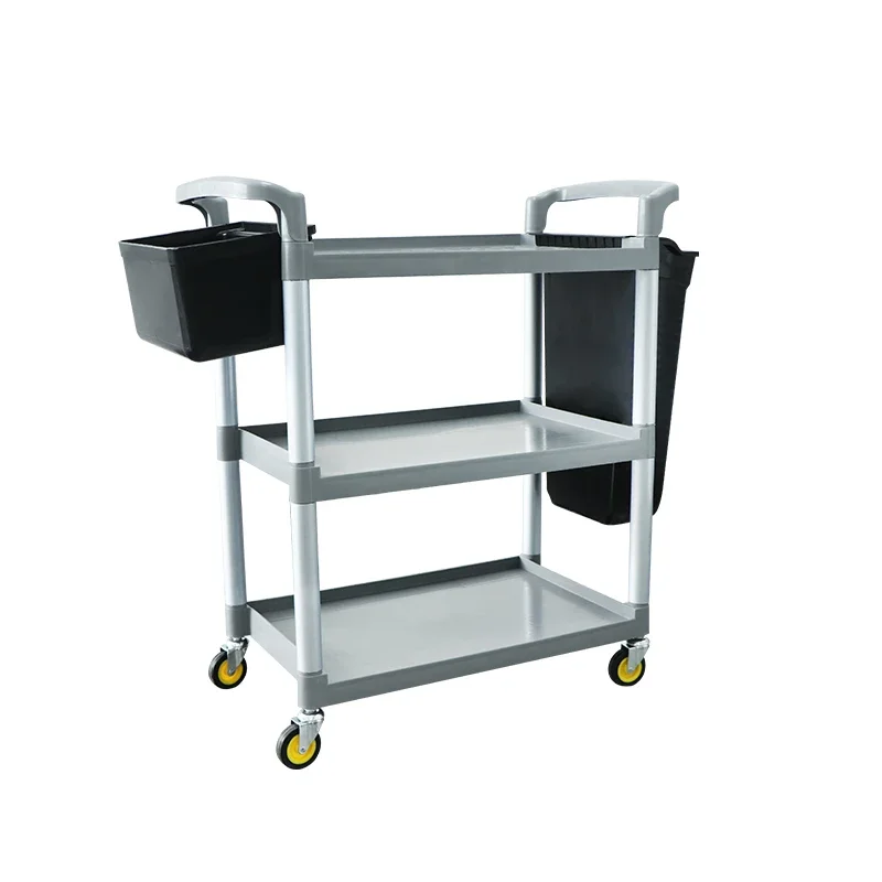 

Commercial 3 Tier Restaurant Supply Food Service Trolley Cart With Buckets Available To Collect Food Waste