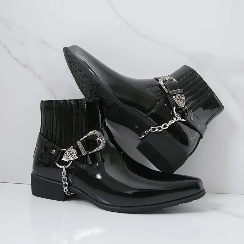 

Winter Fashion Men Business Ankle Boots Black American Casual Soles Comfortable Trendy Buckle Brand Boots Men Leather Boots