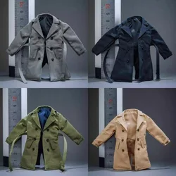 1/12 Scale Male Fashion Trend Handsome Double Dreasted Wire Posing Short Trench Coat Soldier Clothes Model for 6