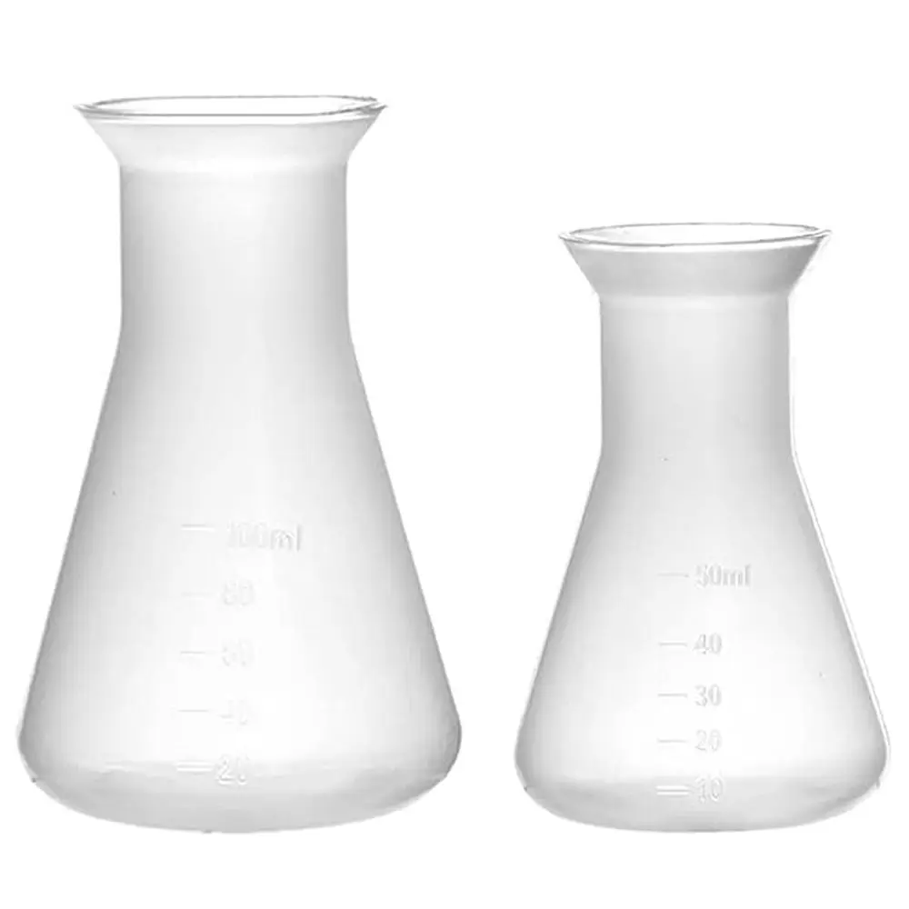 1/2Pcs Portable 50ml 100ml Plastic Erlenmeyer Flask Polypropylene Clear Erlenmeyer Flask Conical Bottles Laboratory Chemical