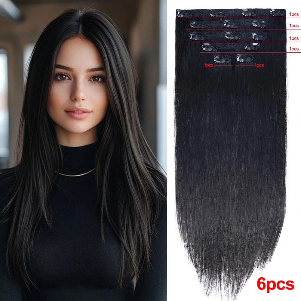 Bhf clipe em extensões de cabelo humano europeu em linha reta dupla trama peruca natural clipe na cabeça cheia 70g extensões de cabelo