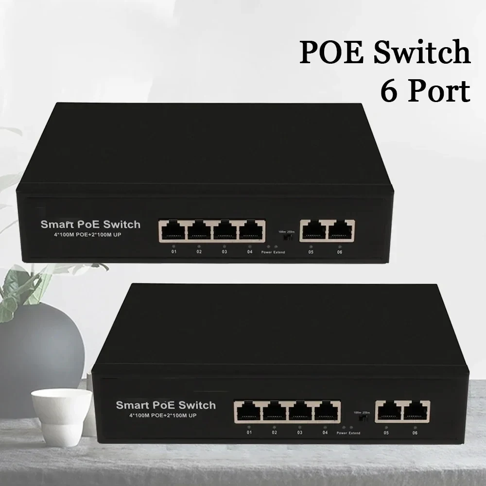 

POE Switch 48V 100Mbps Wifi Smart IP Switch 4/8 Ports POE Standard RJ45 Injector Switcher for IP Camera/Wireless AP/CCTV