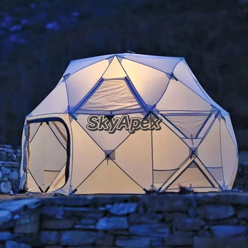 Luxury One  Bedroom Glamping Tent Outdoor Dome Four-Season  Waterproof Quick Automatic  Opening Camping Spherical Thickened 210D