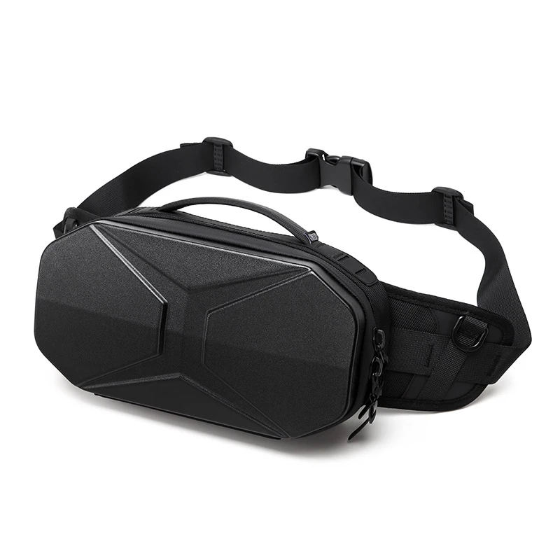 Men Premium Hard Crossbody Sling Bag Waterproof Sports Waist Chest Bag Multifunctional Motorcycle Shoulder Bag