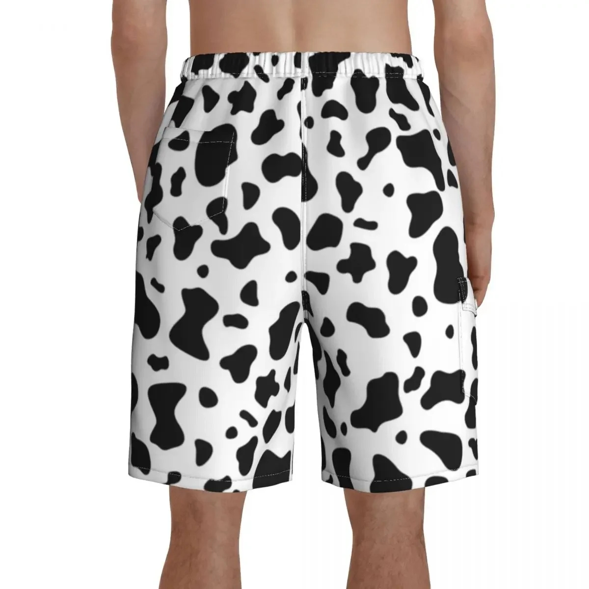 Black White Cow Print Board Shorts Trendy Pattern Spots Animal Man Comfortable Beach Short Pants Hot Design Large Size Trunks