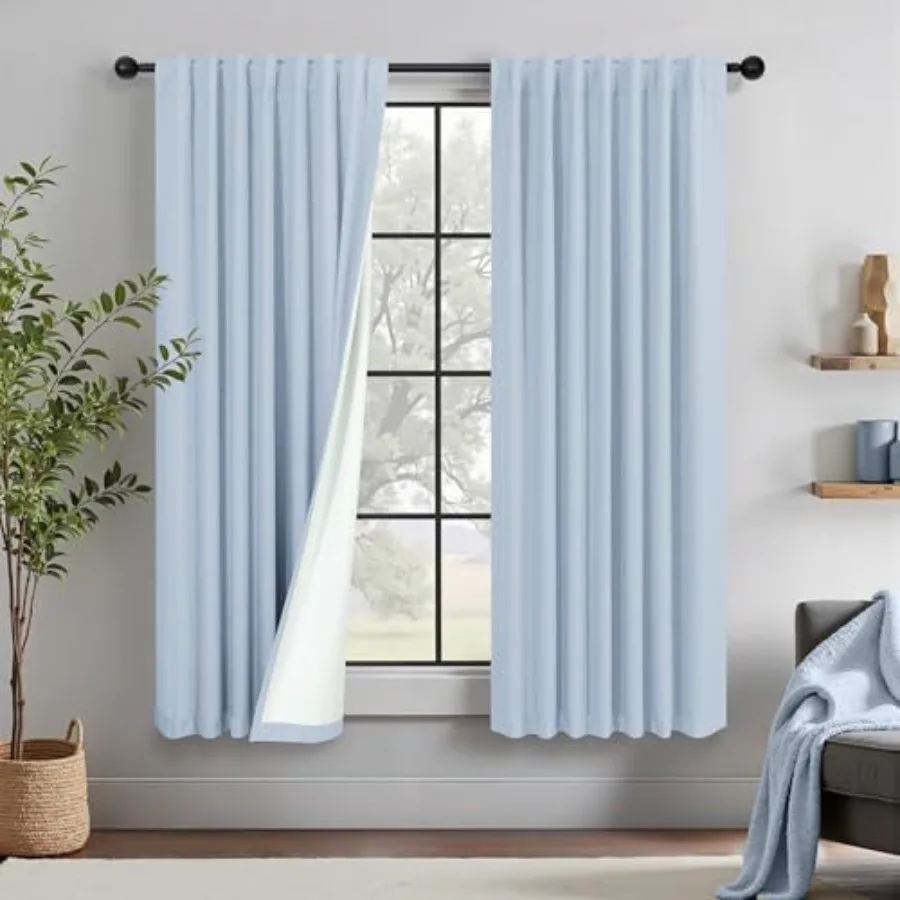 

Curtains for Bedroom 63 Inch Length 2 Panel Cute out Textured Darkening Heat Reducing Curtains for Room Teen Girls Nursery Brea