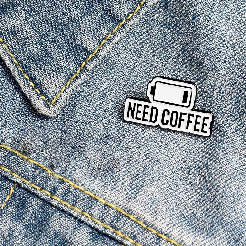 Minimalist English Letter Brooch DIY Personalized Badge Battery Mood Alloy Cute Accessory for Clothes Clothing Decoration