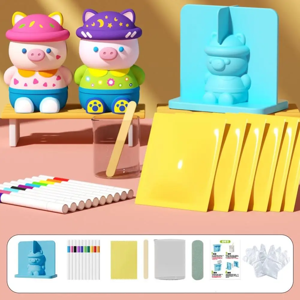 Conjunto de Graffiti em Gesso DIY, Kit Criativo de Pintura com Pó de Gesso, Brinquedos para Crianças, Moldes, Tintas, Ferramentas, Atividade Artística, Presente