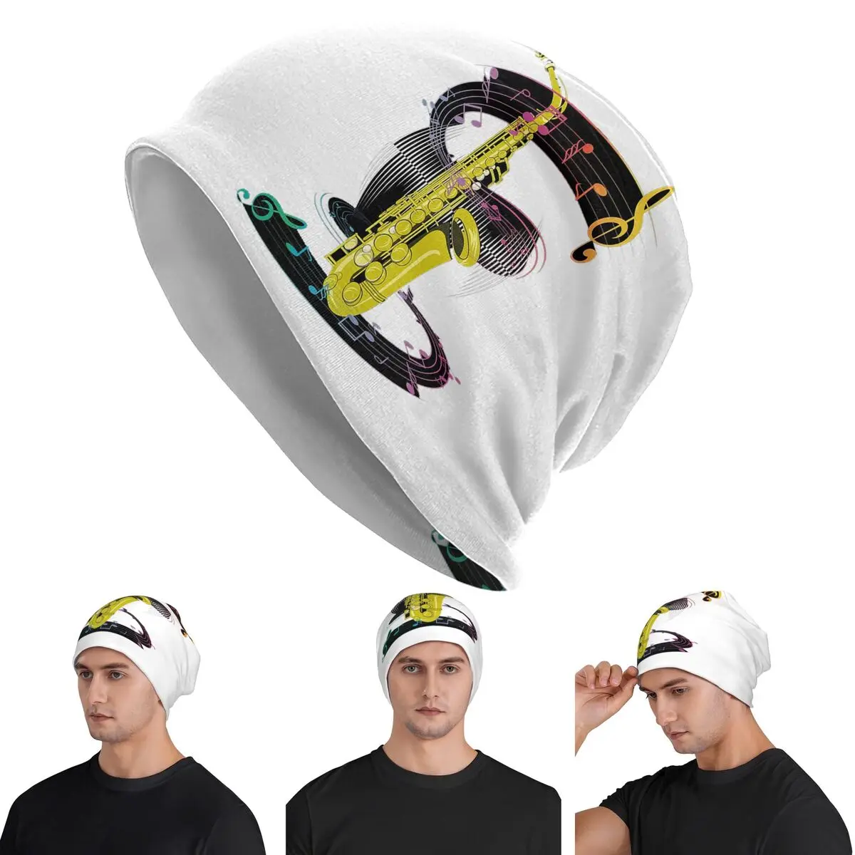 

Saxophone Player - Music Art Girls Y2k Graphic Skullies Beanies Hats Warm Autumn Winter Outdoor Cap Knitted Bonnet Caps Adult