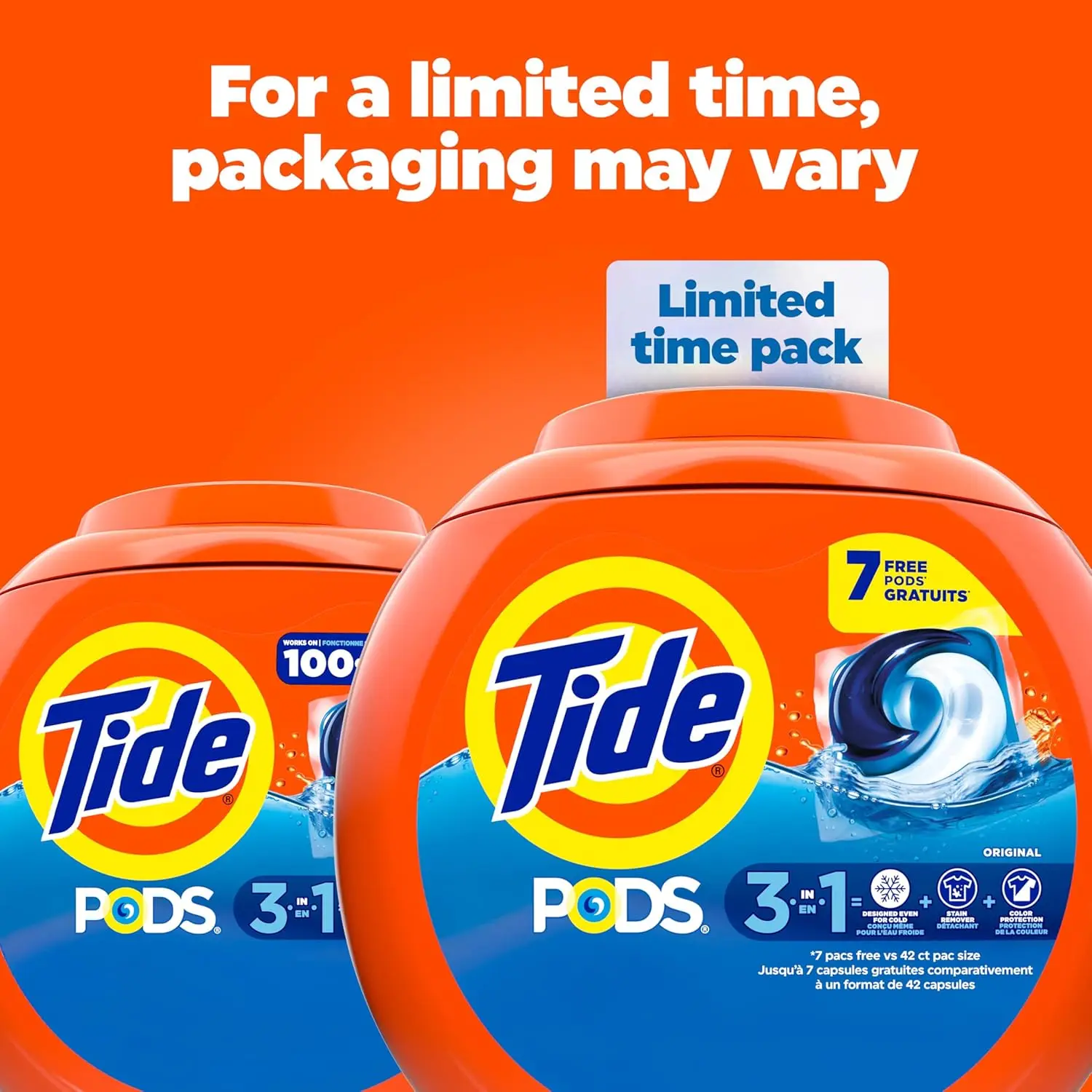Laundry Pacs 3 في 1 Stain & Odor Fighter، كبسولات متوافقة مع HE، رائحة أصلية، 42 قطعة