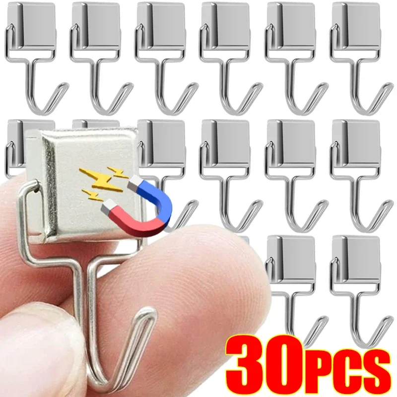 30/1PCS Strong Magnetic Hook Multi-Purpose Neodymium Hooks Refrigerator Keys Storage Magnet Hooks Holder Kitchen Bathroom Hanger