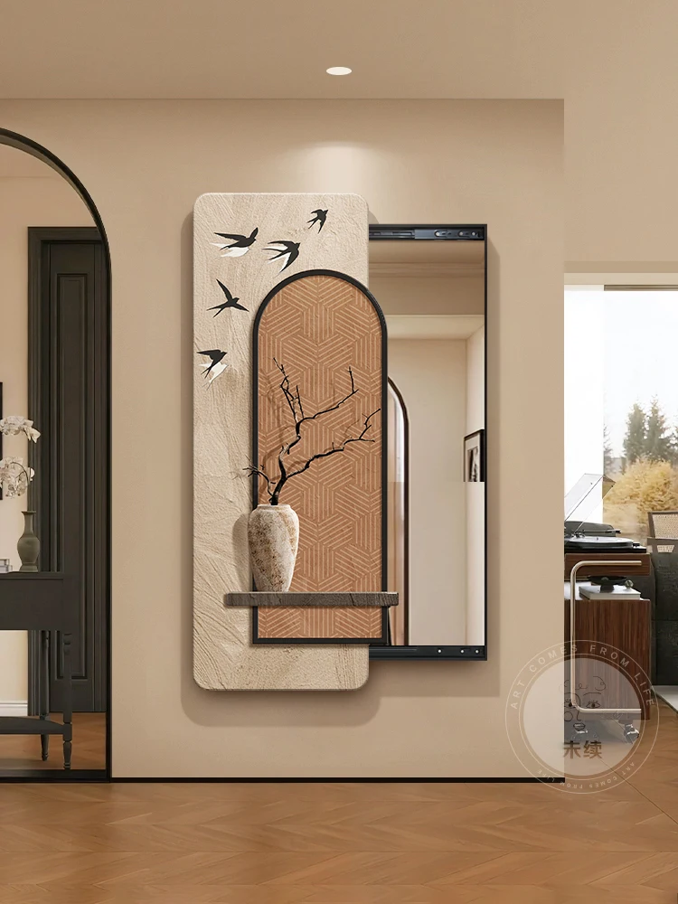 high-end sense mural, invisible sliding mirror, silent dressing mirror