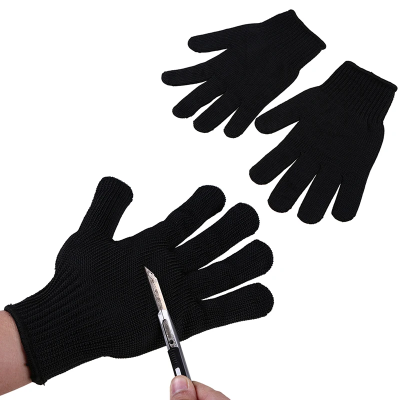 1Pair Universal Anti Cut Gloves Black Level 5 Safety Work Gloves Cut Resistant Gloves Kitchen Outdoor Safety Tool