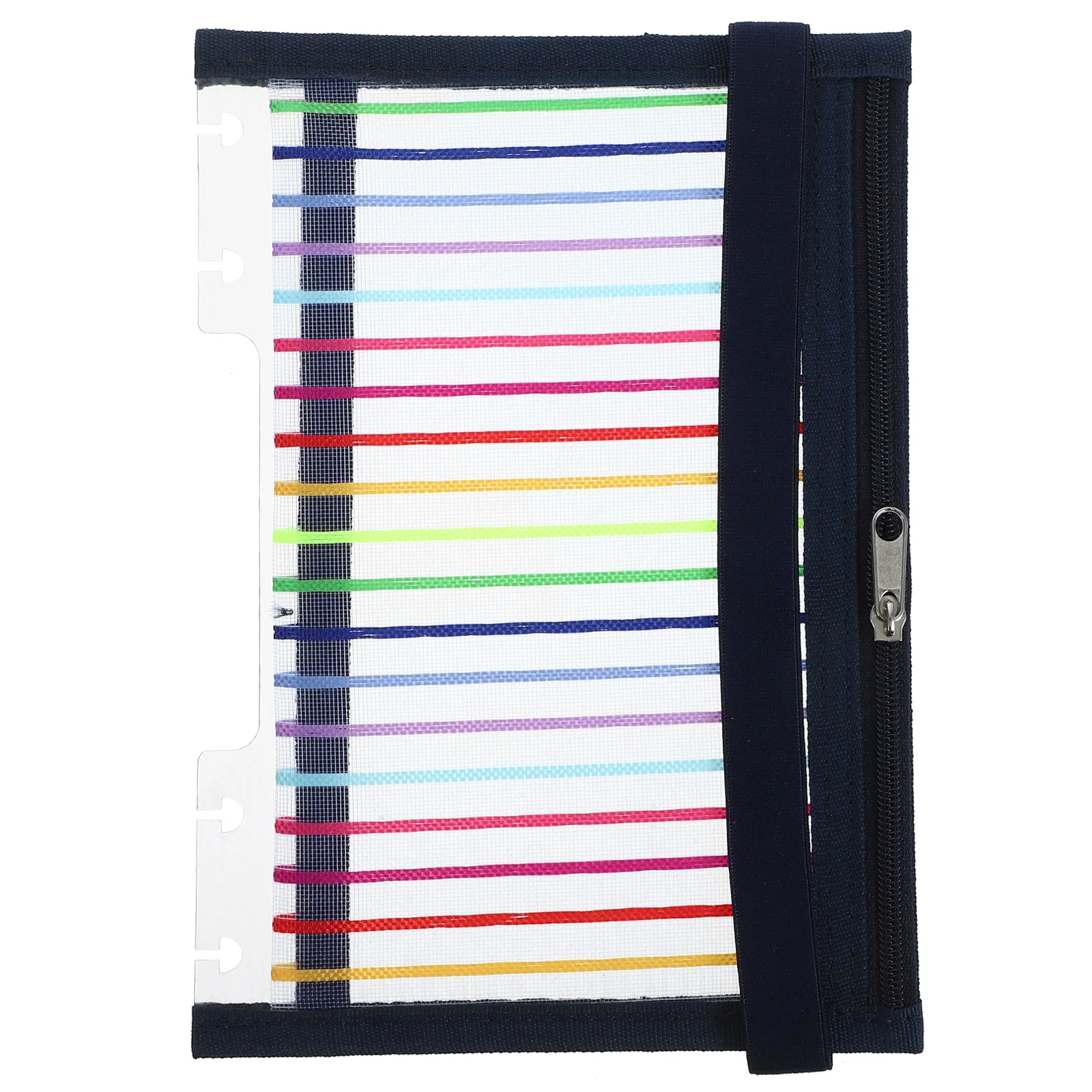 

B6 Size Transparent Zipper Reusable Binder Pocket Mushroom Hole For Documents Pens Business Cards Plastic Mesh Fabric