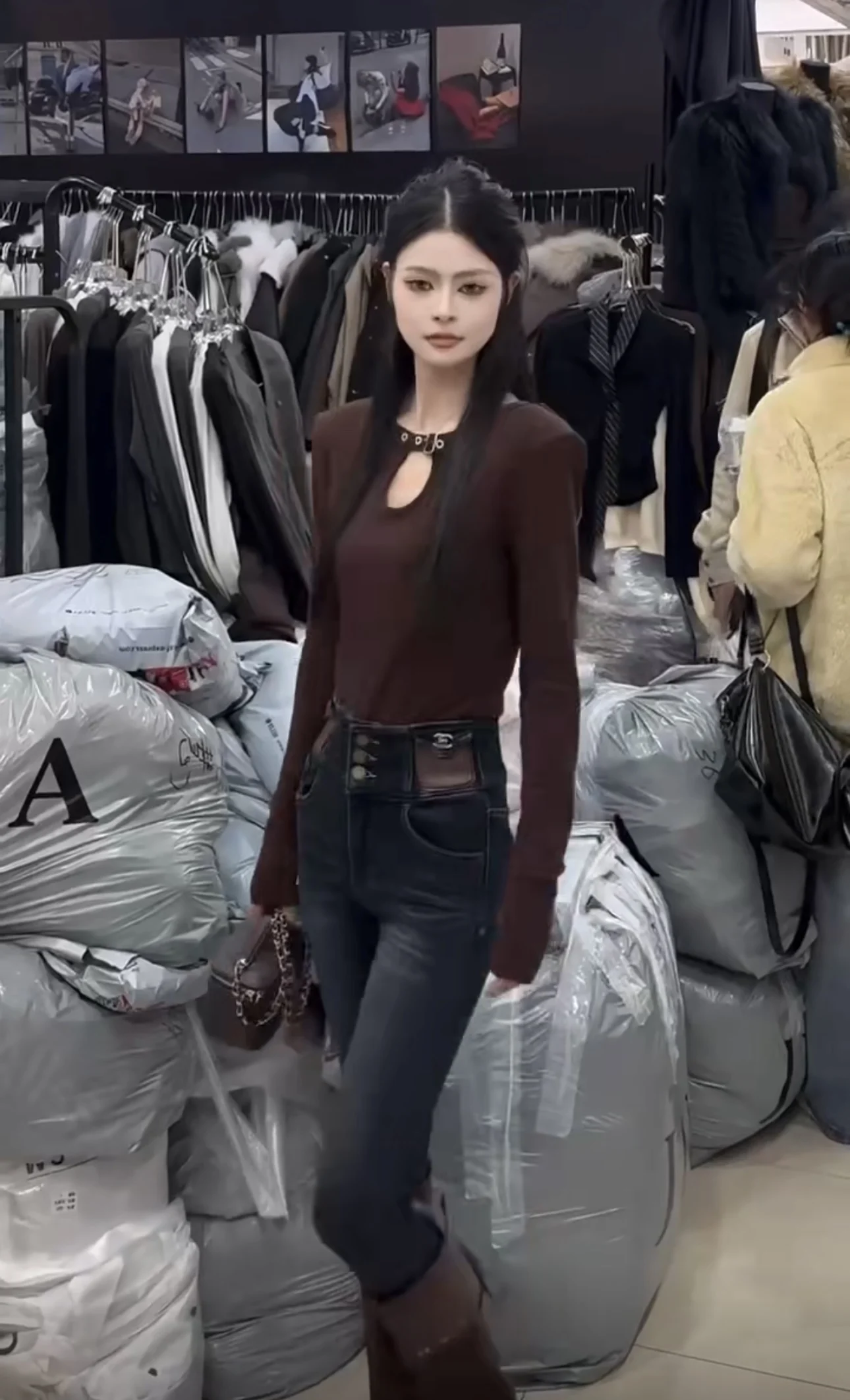 

Корейская футболка Sle Long Sve Fce на подкладке, женская облегающая футболка с подкладкой, зимняя хлопковая круглая футболка Ne ort Length