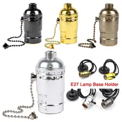 Vintage E27 Aluminum Retro Antique Lamp Base Holder Screw Aluminum Shell Bulb Light Screw Socket 4 Colors with Switch 250V