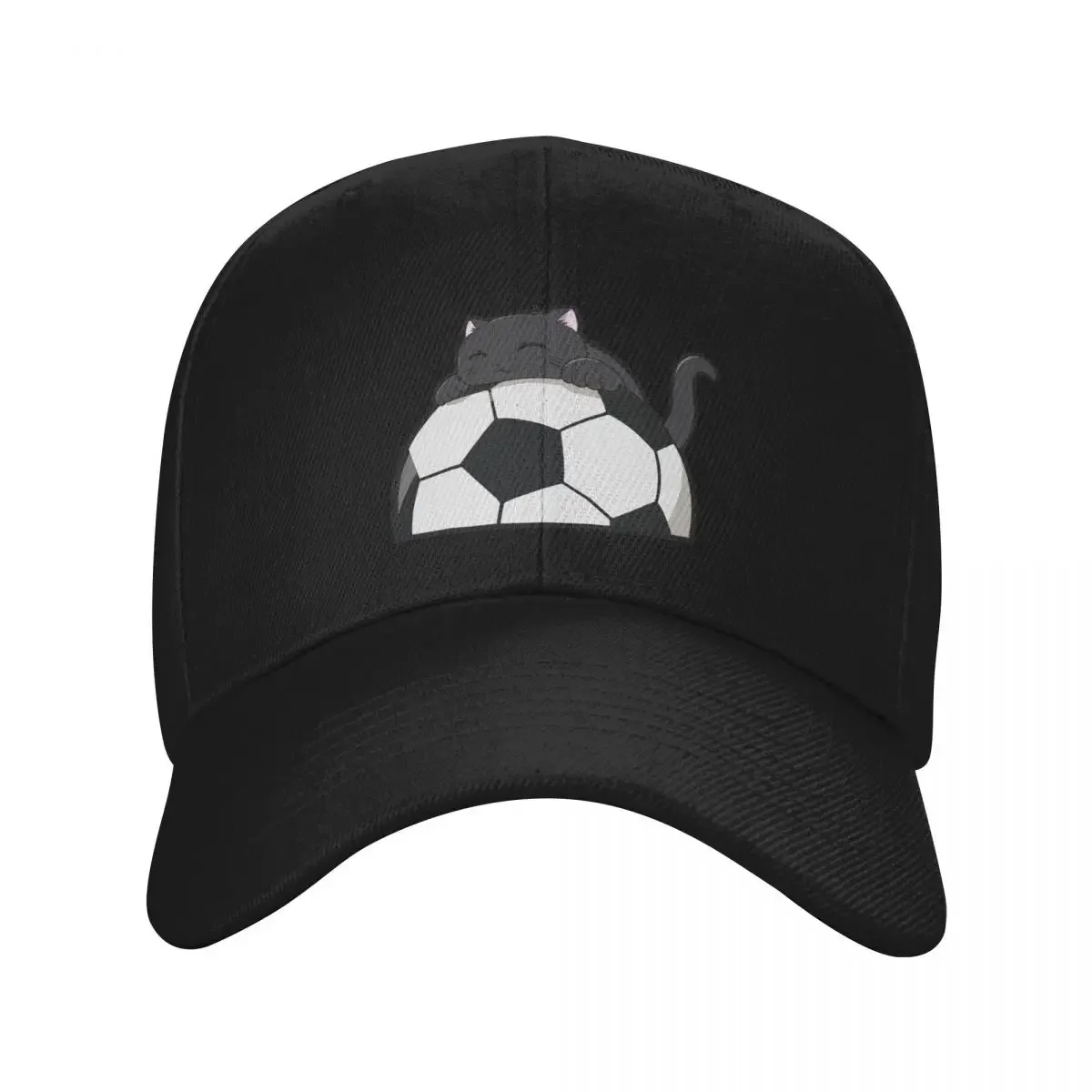 Cute Cat Hugging A Soccer Ball Baseball Cap Hat men Big Size Hat Golf Cap Caps Women Men's