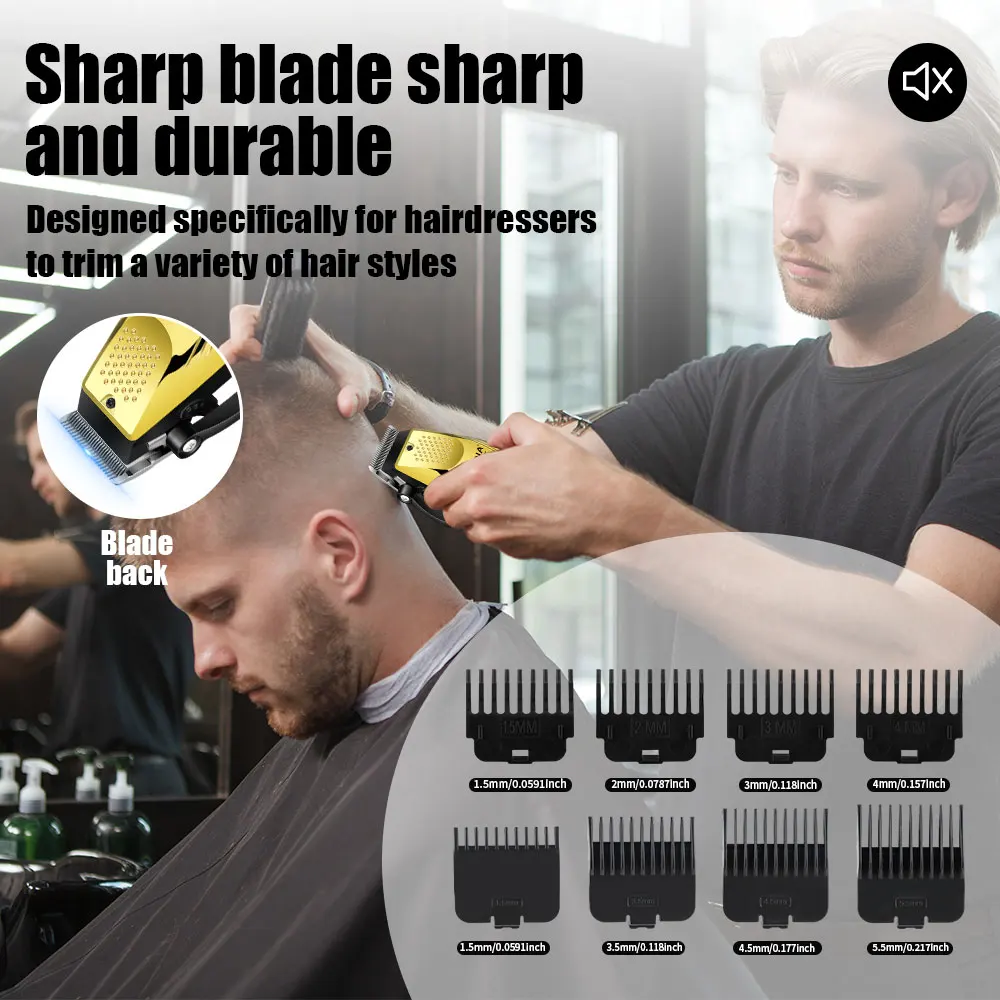 

Профессиональная электрическая машинка для стрижки волос, триммер для волос для мужчин, бритва, перезаряжаемая беспроводная машина для стрижки бороды