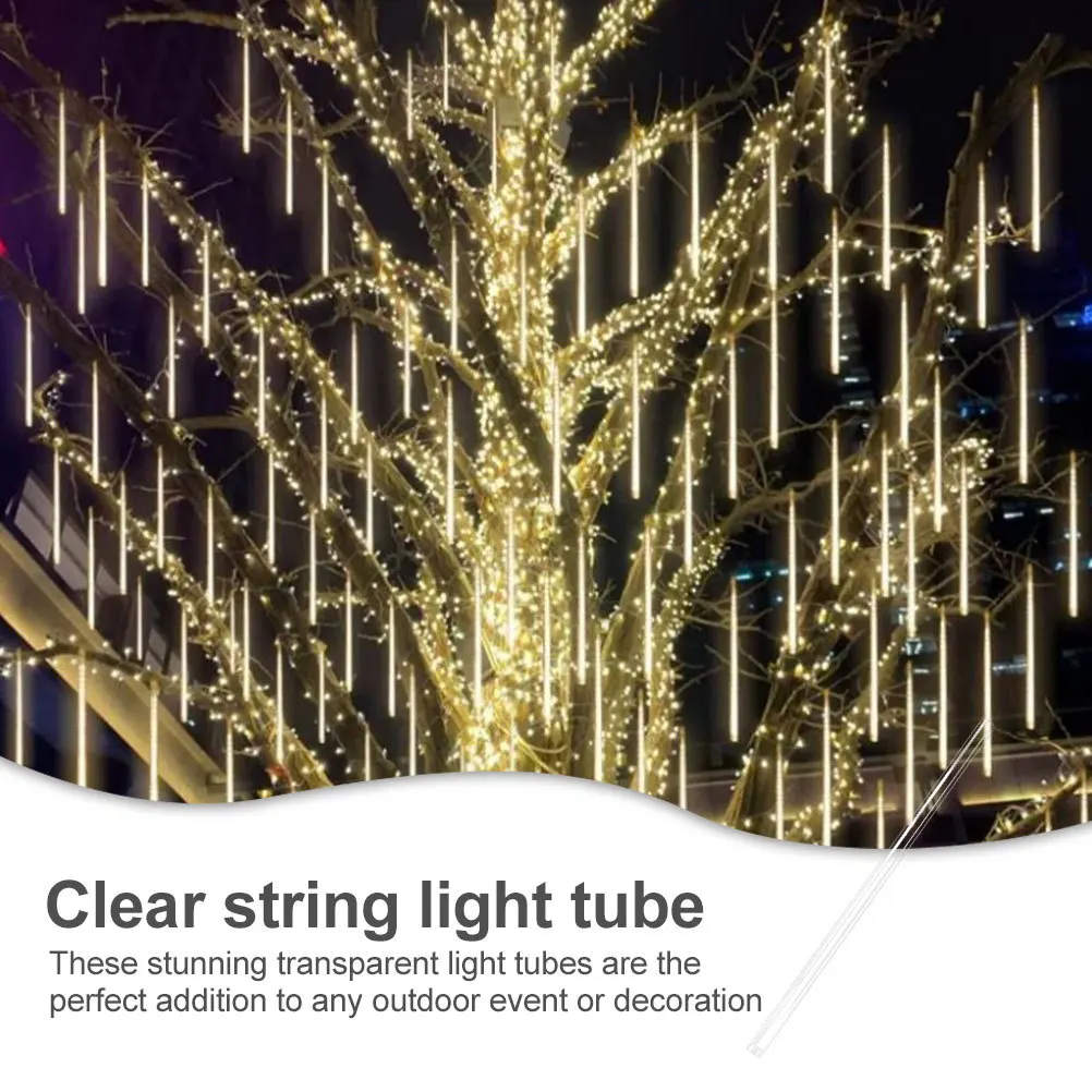 

10pcs LED Light Tubes Meteor Light Tubes Clear String Tube Protector for Shower Lights Outdoor Lighting Sturdy Plastic