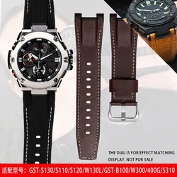 Watch Strap For Casio GST-S100G / S110 / S130L / W100G / W110 / 210B / 400G / 410 / Watchchain 26*14mm Men's Leather WatchBand