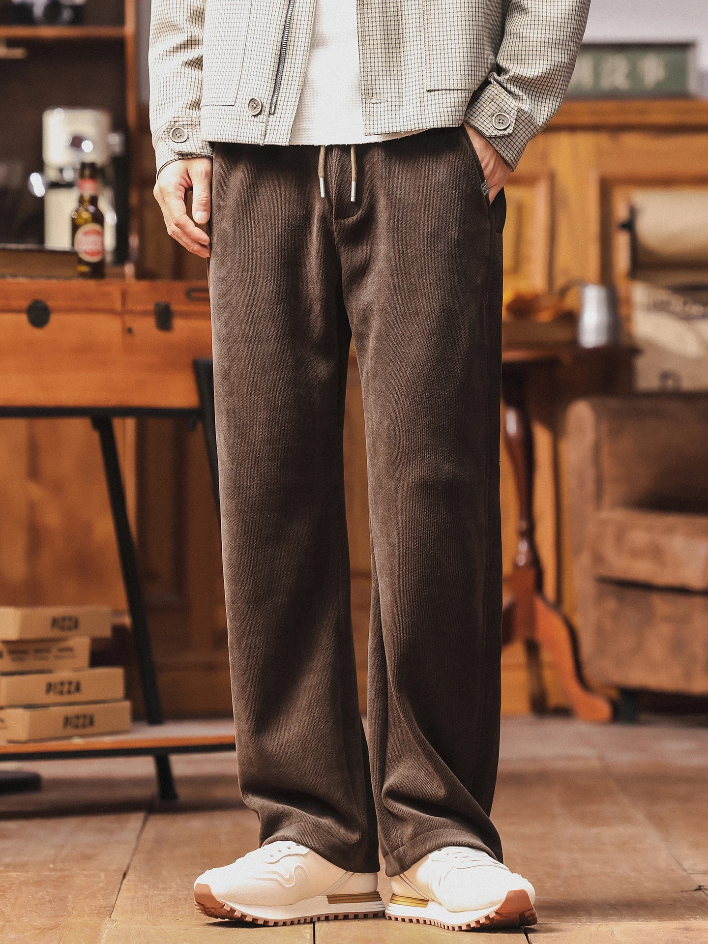 

Американские элитные мужские повседневные брюки в стиле ретро, Гонконг, спортивные штаны Sle Spor, прямые брюки, осенняя одежда, модная молодежная одежда