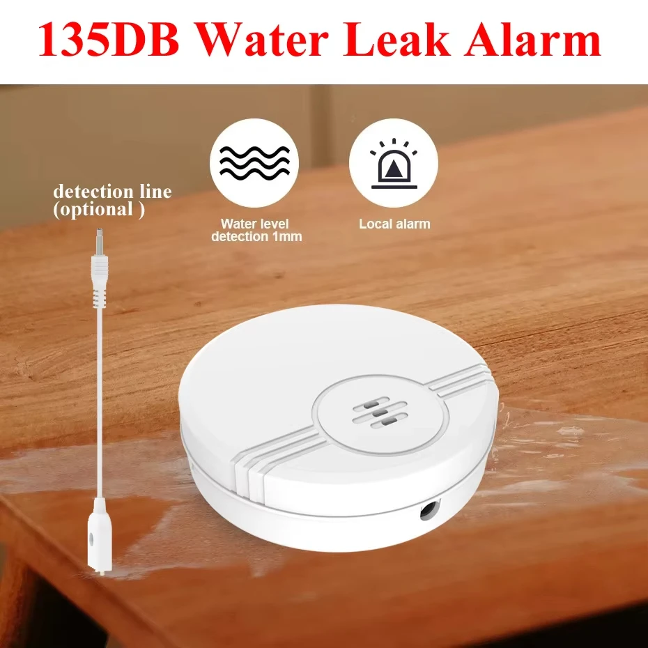 Water Leak Detector 130dB Alarm Water Sensor Alert Monitoring of Leak and Drip Security Home Alarm for Kitchen Bathroom Basemen