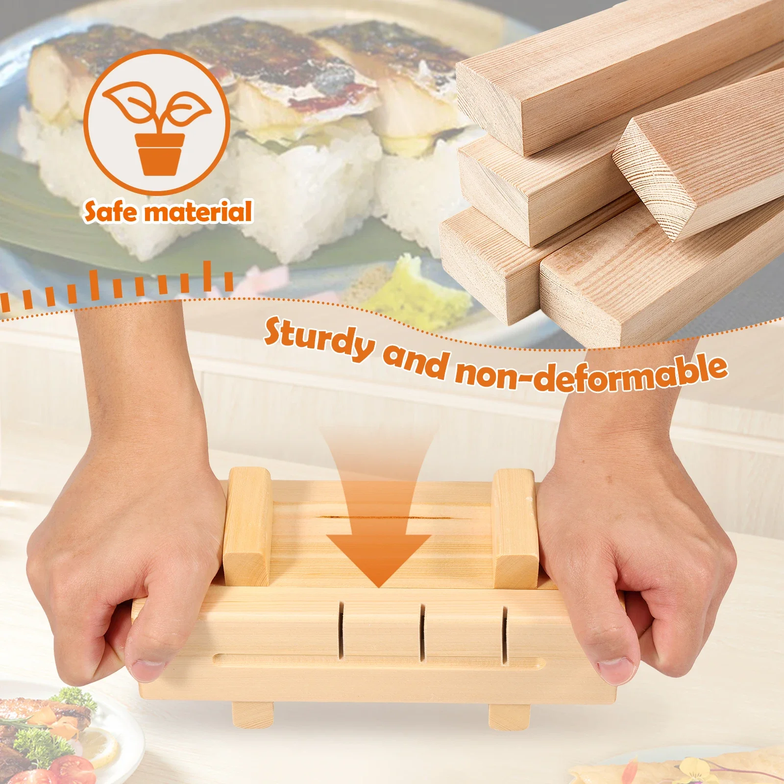 Hot Sushi Press Mold Wooden Rectangular Nigiri Rice Box Sushi Rice Roll Maker Kitchen Gadget Home Restaurant Kichen Tool
