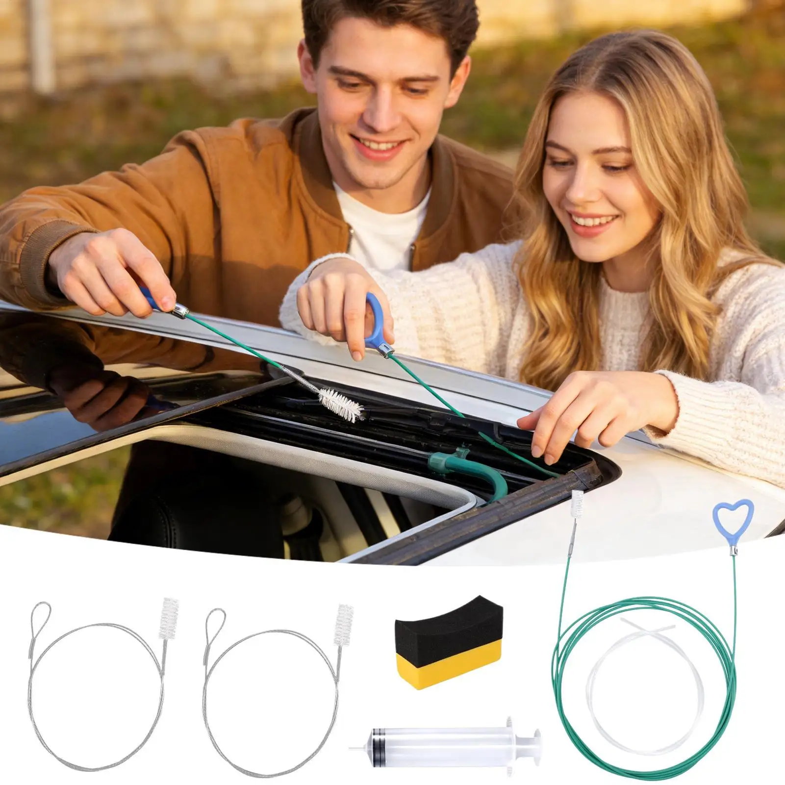 

Набор для чистки дренажных труб: 118-дюймовая трубка с 2 щетками и ручкой в форме сердца для автомобилей, грузовиков, внедорожников, для удаления конденсата из воздуховодов