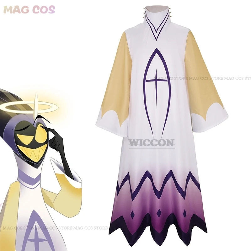 Hazbin ADAM คอสเพลย์อนิเมะโรงแรม, เสื้อผ้ามีปีกนางฟ้าฮาโลวีนชุดชุดคอสเพลย์ผู้หญิงวิกผมคอสเพลย์