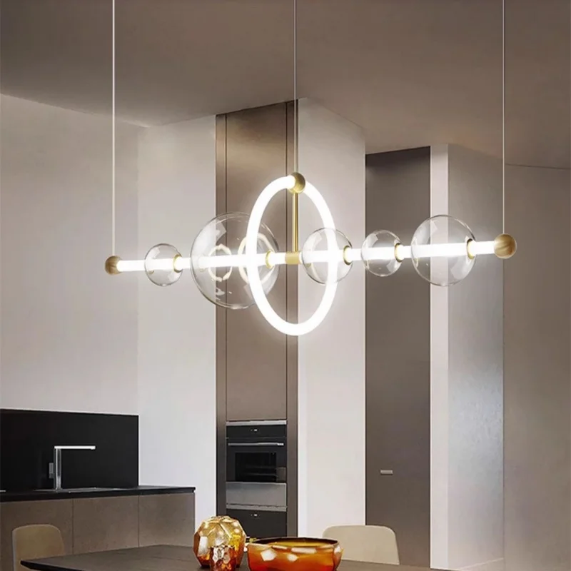 

Nordic Luxury Restaurant Strip Light Minimalist LED Coffee Bar Bar Table Bubble Line Pendant Light