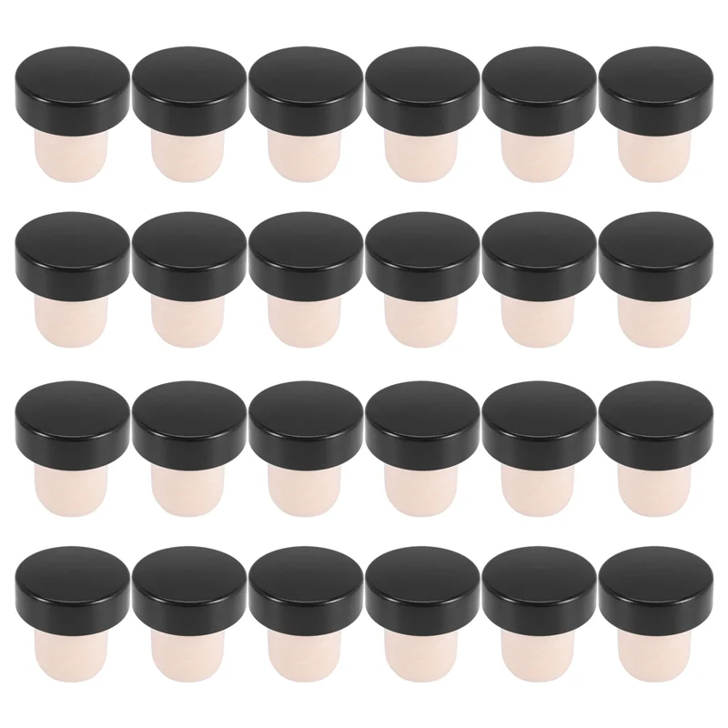 24Pcs T-Shaped Stopper Reusable Wine Cork Bottle Stopper Sealing Plug Bottle Cap for Wine Beer Bottles (Black)