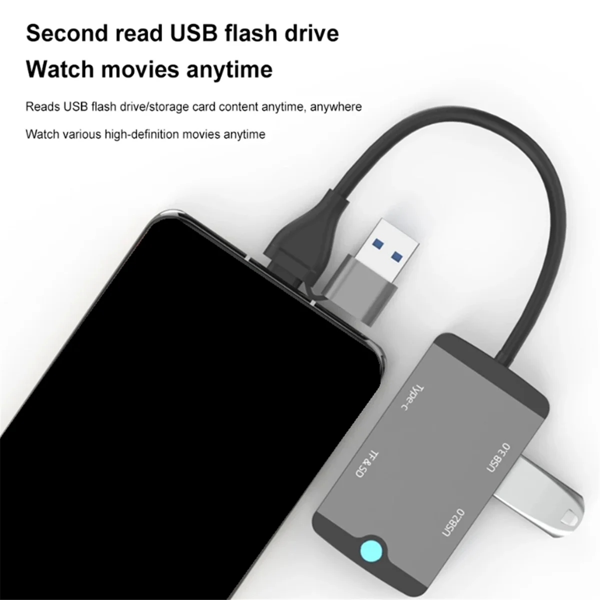 USB C Hub Multifunctional Docking Station Plug and Play Type C Docking Station USB3.0 Hub TF/SD Card Reader Gray