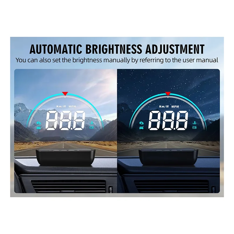 A03Z-OBD عداد السرعة للسيارة HUD للزجاج الأمامي، شاشة رقمية ذكية للسرعة ودرجة حرارة الماء والجهد