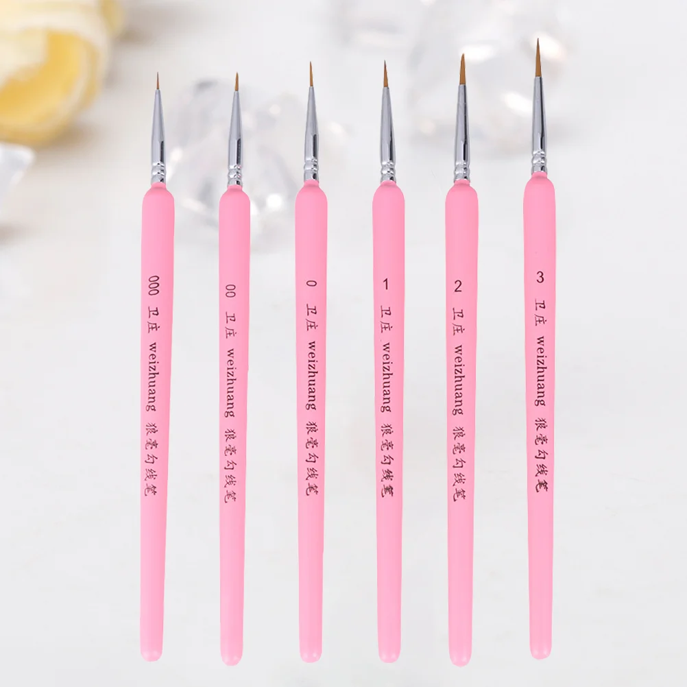 

6 Pcs Watercolor Paint Brushes Detail The Face Beginner Pink Bamboo Wolf Hair Tip