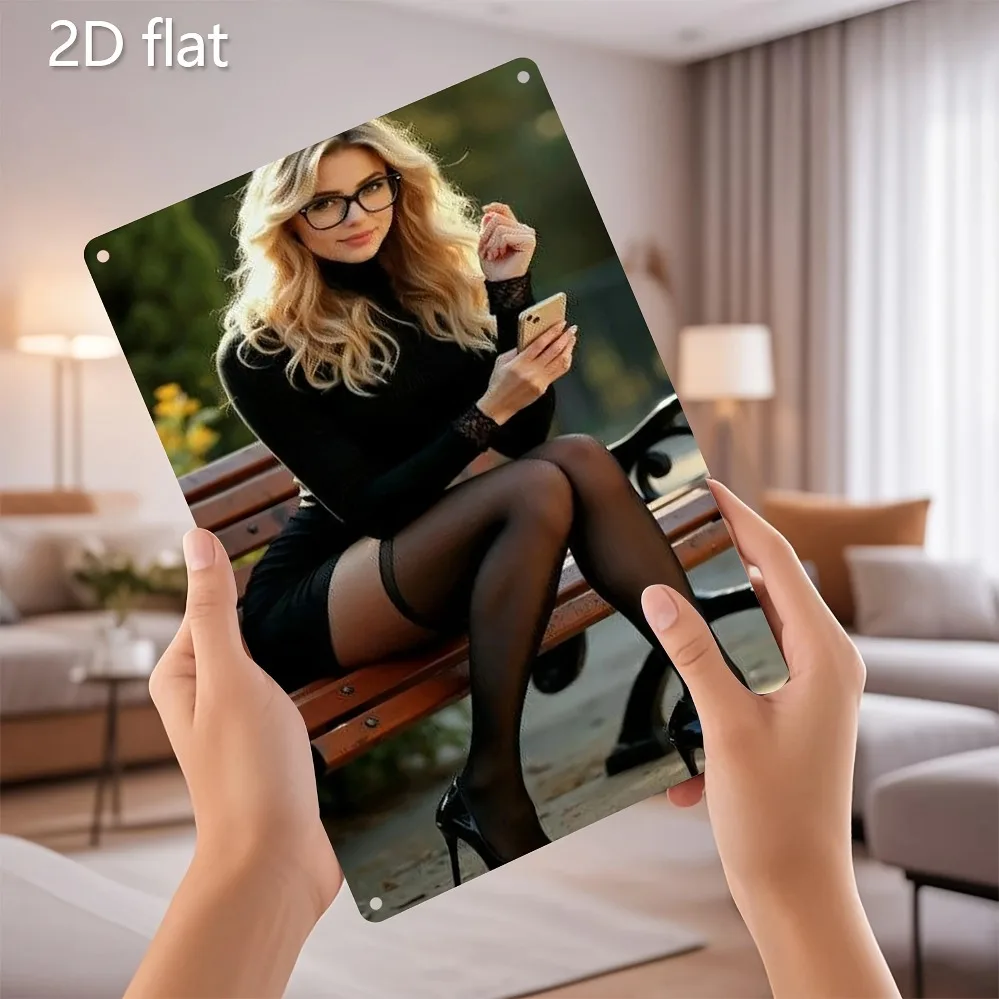 علامة تعليق لمشهد الحديقة الفنية المعدنية ثنائية الأبعاد من Soges، ديكور لوحة حديدية مقاومة للطقس للحديقة الخارجية والداخلية