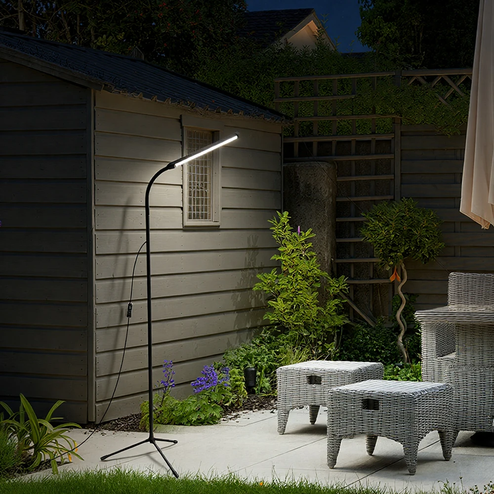 フロアランプ-屋外用-色温度と明るさを調整可能、リビングルーム、パティオ、キャンプ、庭用のスタンド型作業灯