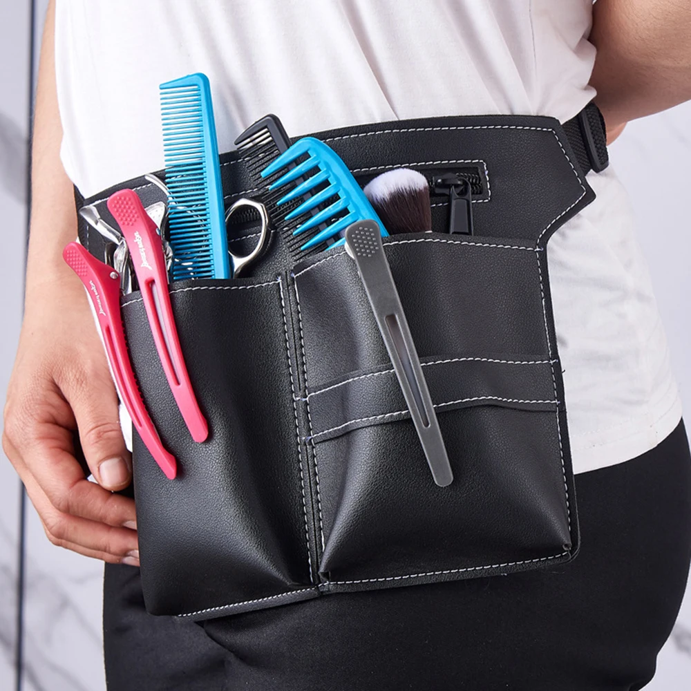 

Hair Scissor Pouch PU Leather Hairdressing Tool Belt Holder Salon Waist Pack Black Barber Waist Bag For Hair Stylists Barber