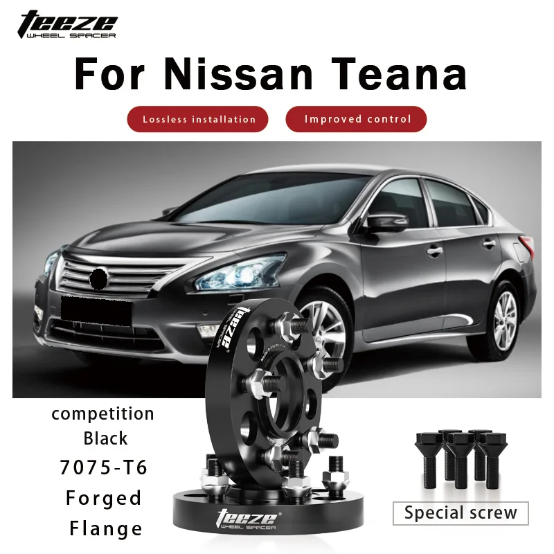 

Teeze 2/4pcs 5x114.3 CB66.1mm M14x1.25 Hub Centric Black Forged wheel spacer For Nissan Teana Flange Plate15/20/25/30/35mm