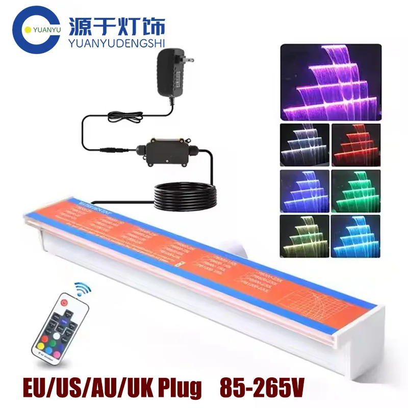 

New Style Acrylic Colorful 60/90/120cm Led Water Cascade Descent Waterfall Swimming 85-265V Pool Wall Waterfall