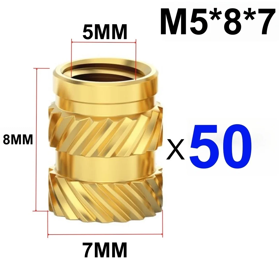 50/100 Stuks Warmte Insert Inbedding Moer M3 M4 M5 Schroefdraad Gekartelde Messing Moeren Voor 3D Printer Voron 2.4 En anderen - afbeelding 1