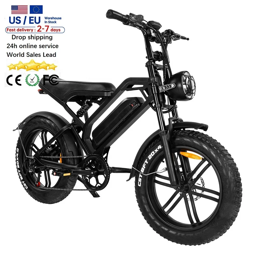 7 Speed E bike 250W 500W 750W 1000W Electric Cycle City Hybrid Mountain Bicycle Off Road ebike Adult V20 Electric Fat Tire Bike