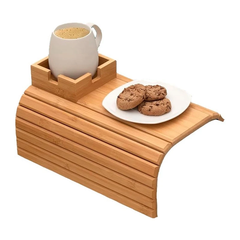 Sofa Armrest Tray Couch Cup Holder,Bamboo Tray With Cup Holder,Bamboo Couch Cup Holder Tray Foldable Bamboo Tray With Cup Holder