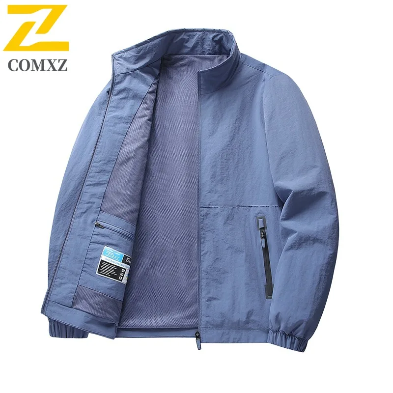 

COMXZ деловая повседневная удобная куртка мужские классические легкие пальто минималистичный воротник-стойка однотонная ветрозащитная осенняя одежда