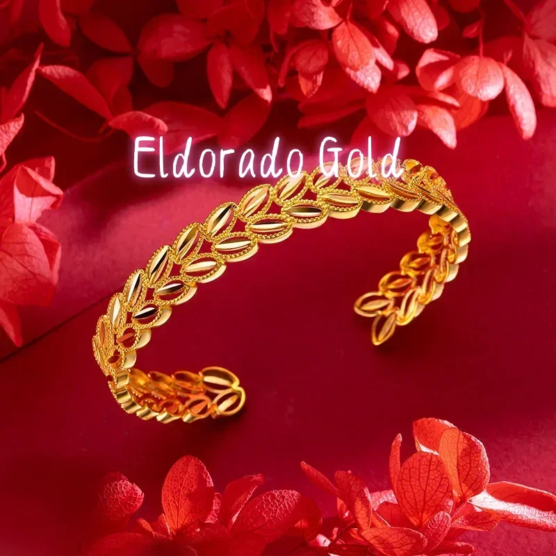 

Eldorado Gold 9999 real gold 24K yellow gold Double-layer Love Leaf Bracelet